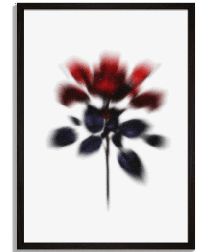 Moderné obrazy na stenu - Abstraktná rozostrená grafika červenej ruže Broken Rose - čierny rám - decorme.sk