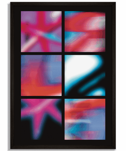 Moderné obrazy na stenu - Abstraktná koláž šiestich farebných rozostrených panelov Spectrum - čierny rám - decorme.sk